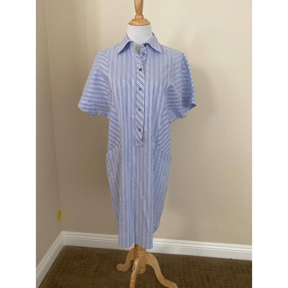 Carlisle Collection Shirtdress Dress S/S Popover Blue White Stripe Size 6